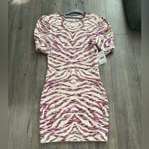 Free People Pink and Ivory Animal Print Mini Dress
